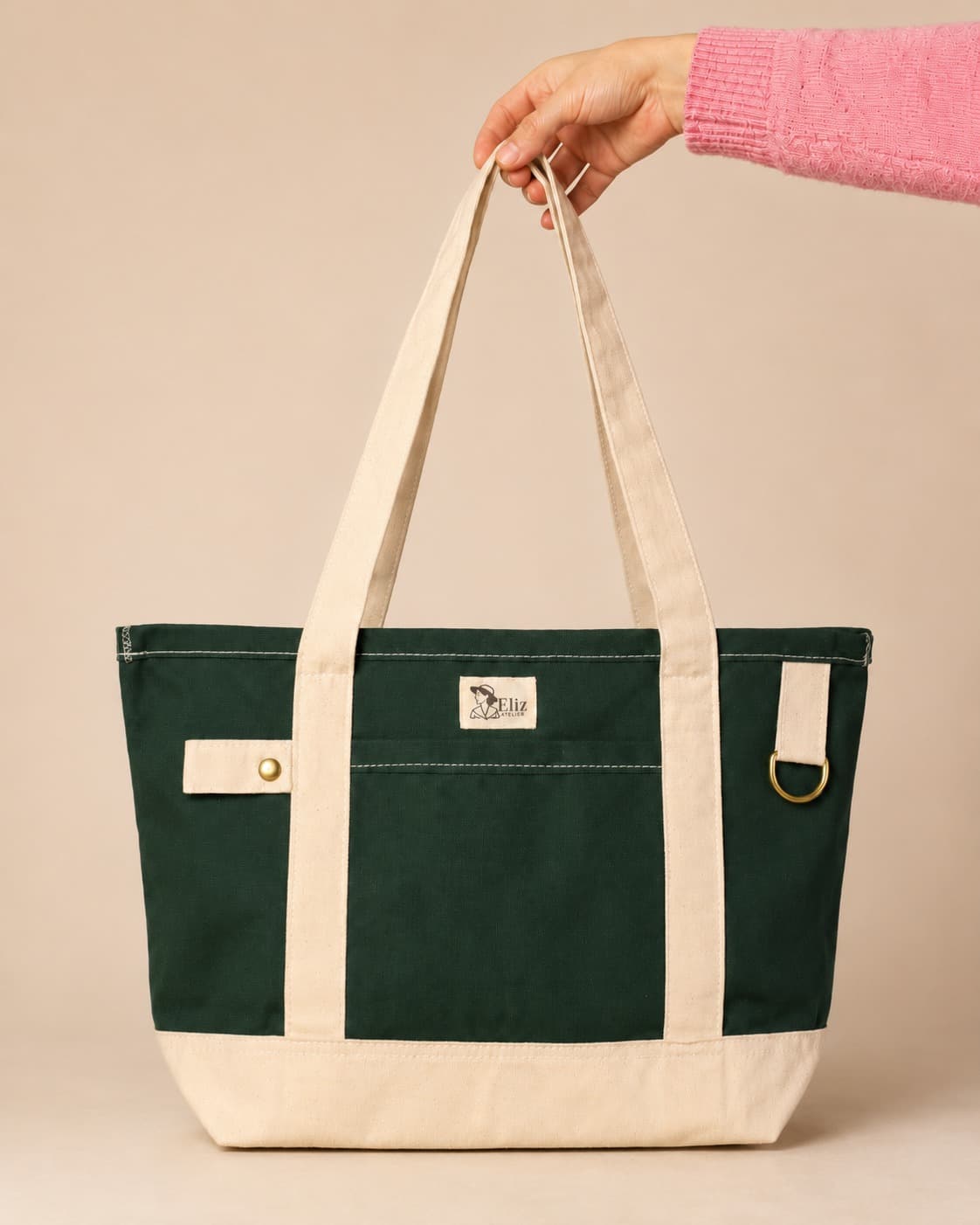 Bolso M Verde Musgo - Crudo