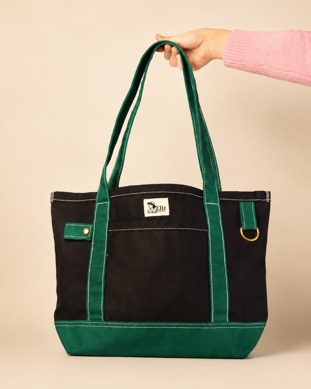 Bolso M Negro - Verde